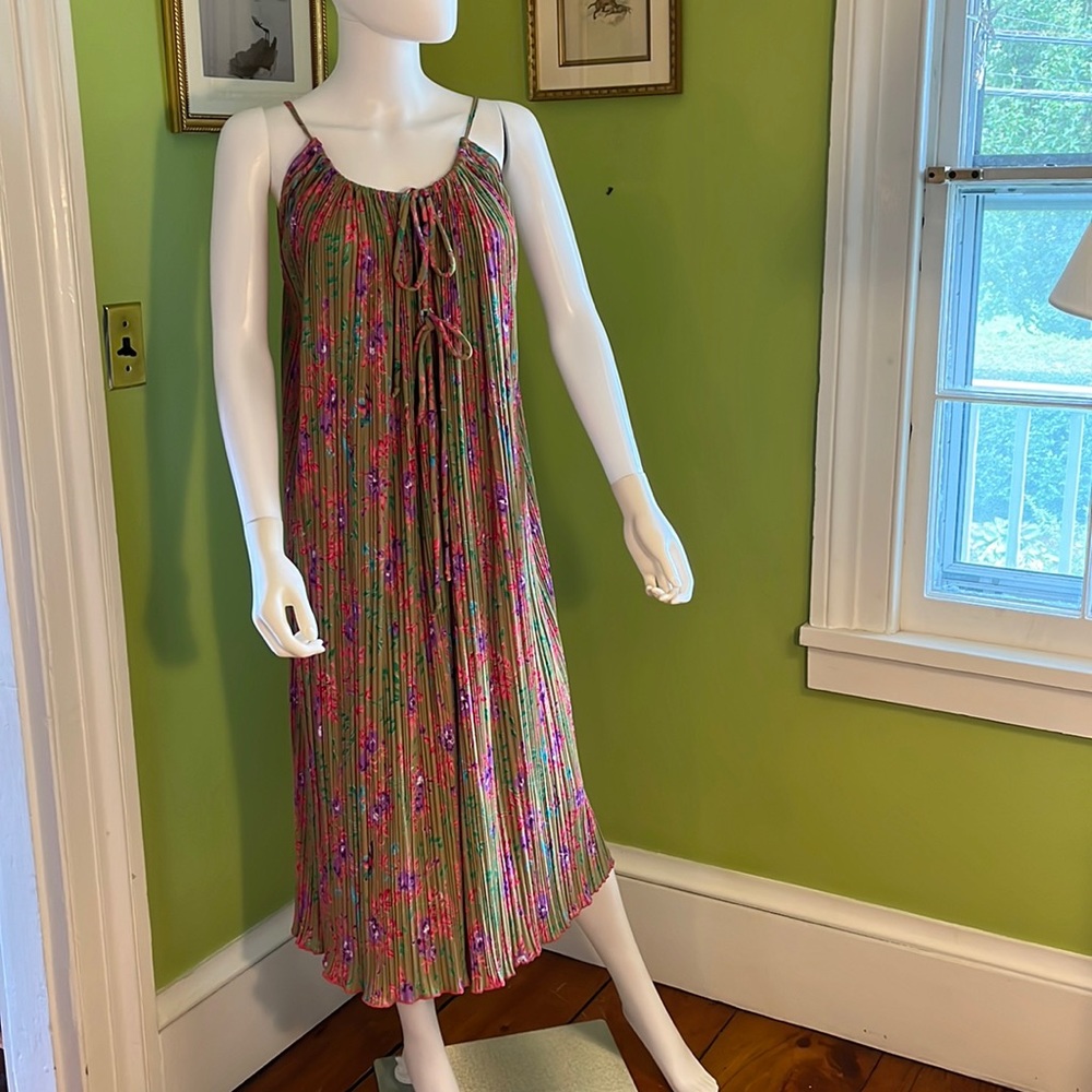 Gordon L Clarke Fortuny pleated English made vintage 70s dress